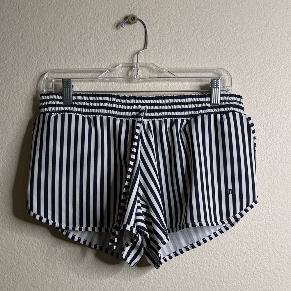 Albion Fit sprinter blue striped swim shorts women’s medium EUC - Picture 1 of 4